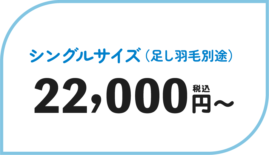 シングルサイズ（足し羽毛別途）